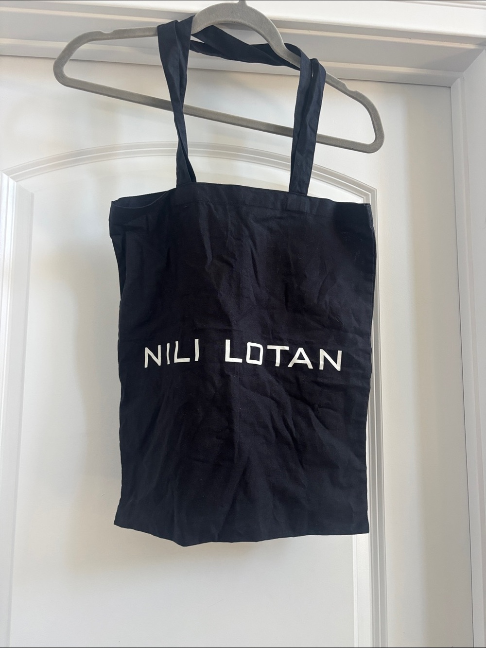 Nili Lotan Black Canvas Tote with White Logo